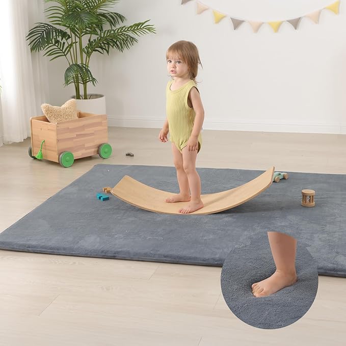 Huloo Sleep Baby Play Mat for Floor,Extra Large 71"×79" Playpen Mat for Toddler,Infant,Kids,1.3" Thick Non-Slip Nursery Rug,Water Repellent Soft Padded Activity Mats for Tummy Time, Crawling,Playroom(Dark Grey)
