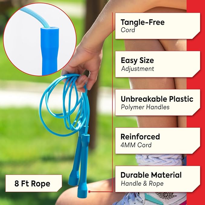 Buy Jump Ropes Short Handle Freestyle Jump Rope - Flexible Licorice Kids Jump Ropes - Smooth and Tangle Free long skipping rope for Kids - Toddler Jump Rope for Schools, Teams, and Cardio Workout