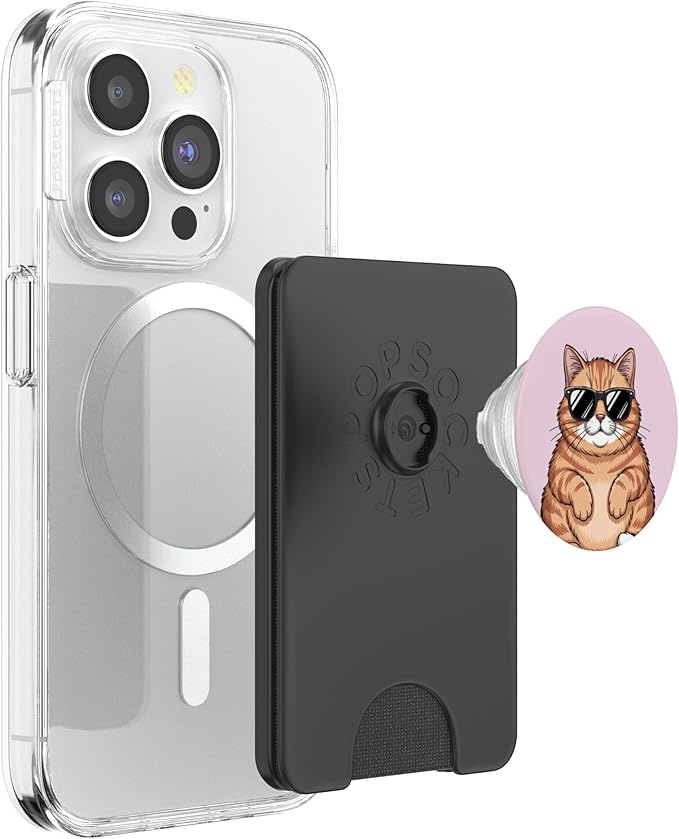 Funny Orange Fat Cat Wearing Sunglass Cats Lover PopSockets PopWallet for MagSafe