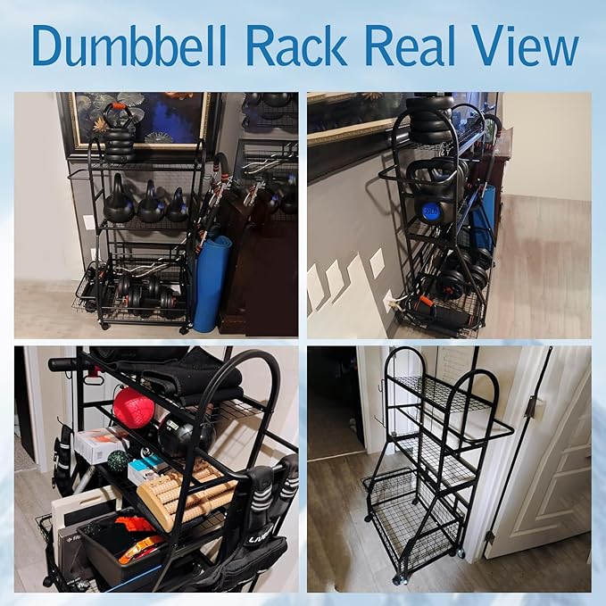 Dumbbell Rack, 400LBS Weight Rack for Dumbbells Kettlebells, Adjustable Home Gym Storage for Yoga Mat&Ball Foam, All in One Workout Equipment Storag for Yoga Studio Home
