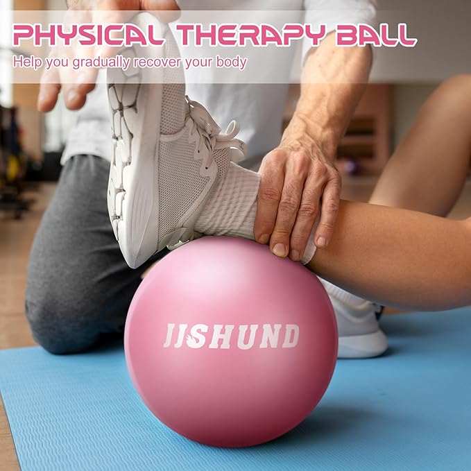 jjshund Pilates Ball, 9 Inch Small Exercise Mini Soft Workout Yoga Ball with Exercise Guide, for Home Gym Yoga, Pilates, Core Training, Workout, Balance, Stability