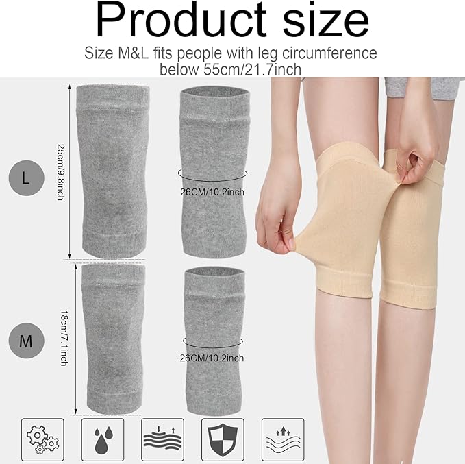 Geyoga 4 Pairs Knee Warmers for Women Men Breathable Leg Warmers Knee Brace Pad Leg Compression Sleeve for Cycling Running(White, Black, Nude Color, Gray,Medium)