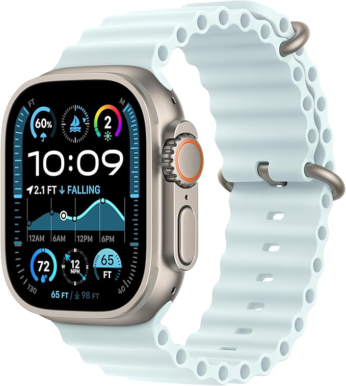 Apple Watch Band - Ocean Band Extension (49mm) - Ice Blue with Natural Titanium Finish - Extension