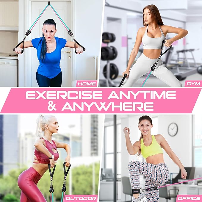 RENRANRING Resistance Bands for Working Out, 150LBS Exercise Bands, Workout Bands, Resistance Bands Set with Handles for Men Women, Legs Ankle Straps