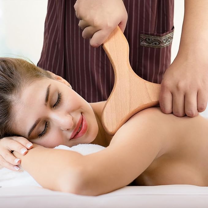 Wooden Massage Tool Set, 7-Piece Body Massage Kit for Home Use, Manual Included