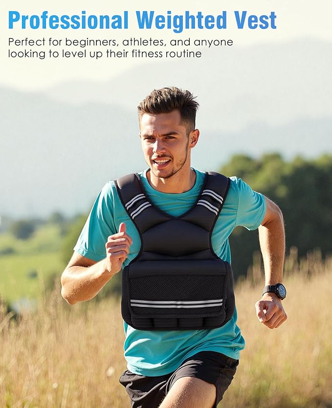 Weighted Vest for Women Men, 8-18lbs Adjustable Running Vest with Reflective Stripe, Comfortable Weight Vests for Workout, Strength Training, Running, Walking, Jogging
