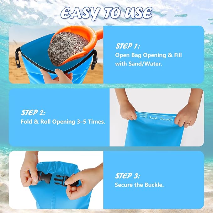 4 Pack 10L/25lb Universal Pool Step Weights 250D PVC Waterproof Swimming Pool Ladder Weights No Breaken Above Ground Pool Ladder Sand Bags, Foldable Pool Stair Weights for Pool Steps(Sky Blue)
