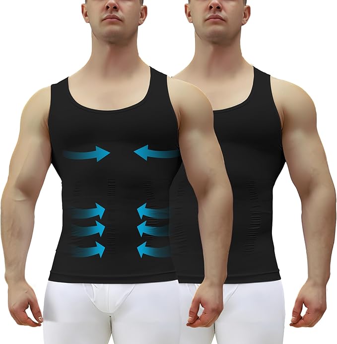 MEETYOO 1/2/3 Pack Men's Shaper Slimming Tank Top Athletic Compression Shirt with Sleeveless Undershirts for Men
