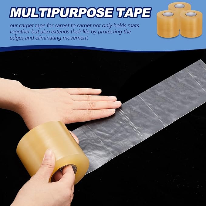Pangda 12 Pcs Wrestling Mat Tape 3 or 4 Inch Heavy Duty 7 Mil PVC Carpet Tape for Wrestling Grappling Exercise Mats Seaming Cover Gym Floor Carpet Seam