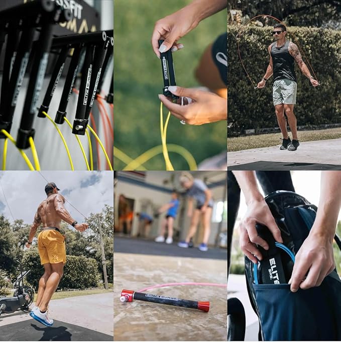 Elite Jumps Adult Core Beaded Jump Rope For Fitness - Workout Jump Rope - Beaded Fitness Skip Rope for Exercise Unbreakable 5" Handles - Designed for Beginners or Pros