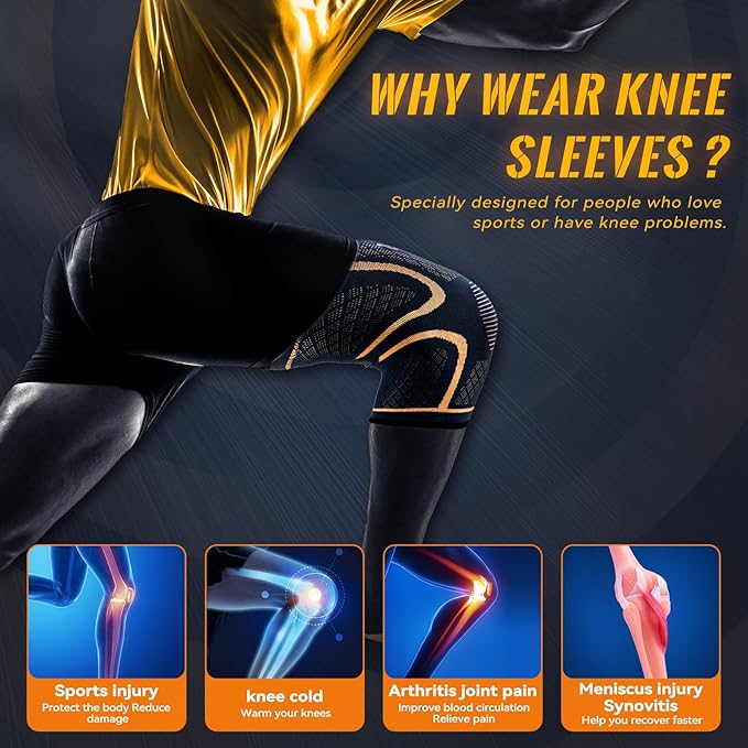 Copper Knee Braces for Men and Women (2 pack) -Knee Supports Copper Compression Knee Sleeve for Knee Pain, Arthritis, Sports and Recovery Support (3X-Large)