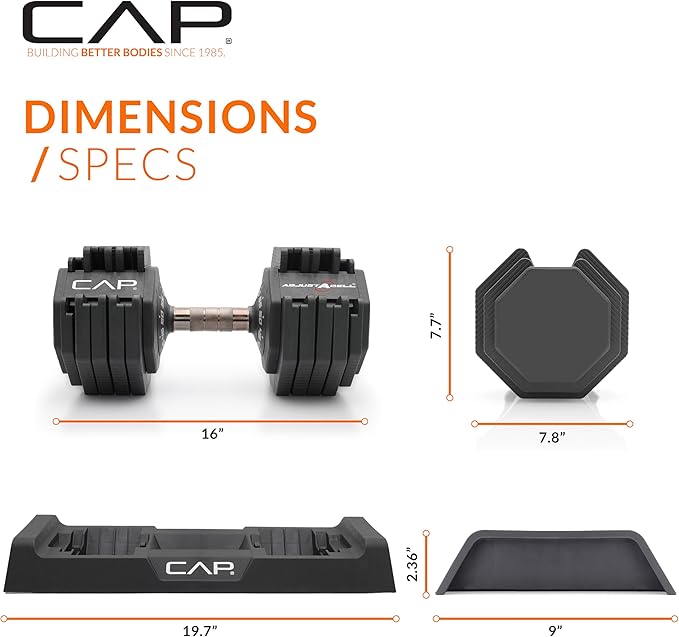 CAP Barbell 55 lb Pair of Adjustable Dumbbells with Full Rotation Copper Handle
