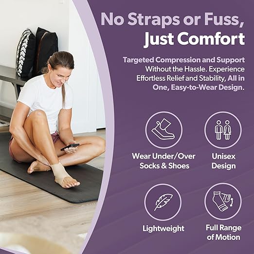 BraceAbility Elastic Ankle Support Brace - Lightweight Slip on Foot and Ankle Compression Sleeve for Gymnastics, Dance, Sports, Running, Exercise, and Sprained Ankle Swelling for Women and Men (Beige, Small)