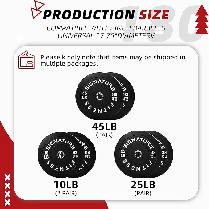 Fitvids 2-Inch Olympic Rubber Weight Plates Sets, Bumper Plates Set with Barbell for Strength Training, 180-390 Lbs Multiple Options