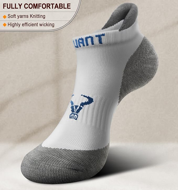 BULLIANT Men Running Socks,Active Ankle Socks No Show For Men With Cushioned Footbed Arch Support Breathable Wicking