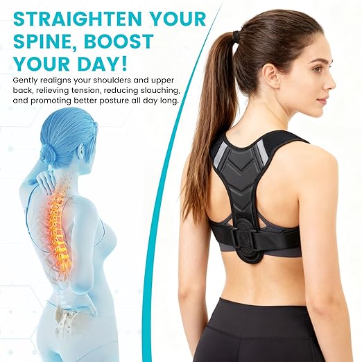 Posture Corrector for Men & Women, Adjustable Back Brace & Straightener for Office, Home & Daily Use, Relieve Back Pain, Prevent Hunching & Slouching, Comfortable & Breathable, L