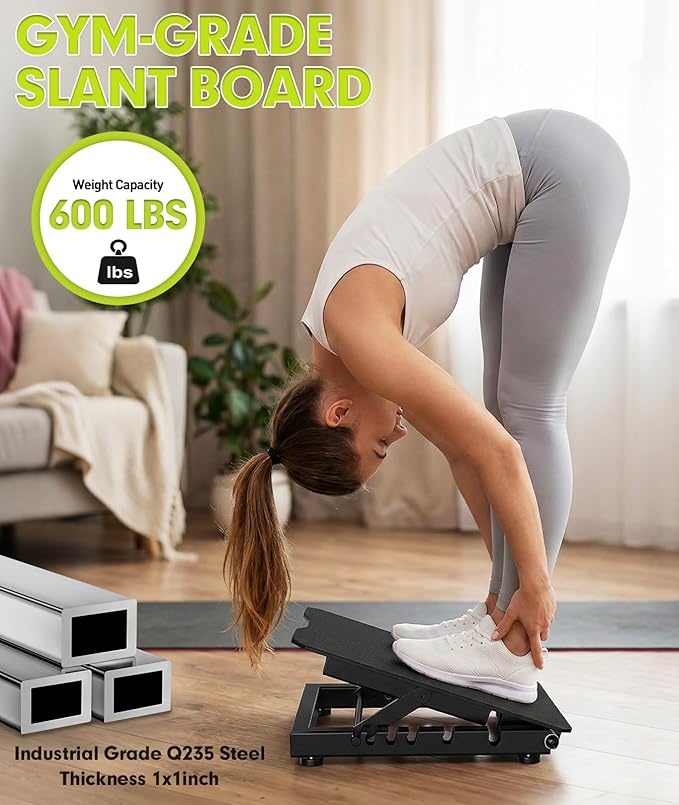 Steel Slant Board for Calf Stretching, 600lbs Capacity Incline Board with Full-Surface High-Grip Tape, 5-Level Adjustable Squat Wedge for Plantar Fasciitis, Home Gym & Physical Therapy