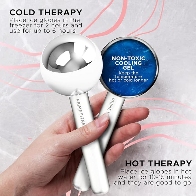 Ice Globes for Facials | Unbreakable Steel Cooling Roller | Cryo Sticks for Face | Massager for Face Neck & Eyes | Skin Care for Dark Circles, Puffiness, Wrinkles, Collagen Production (Green)