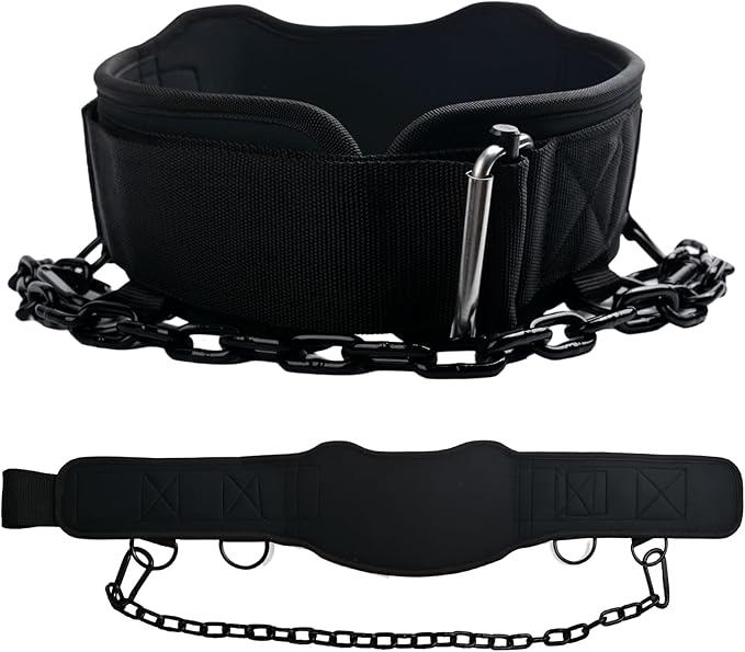 2-in-1 Weightlifting Belt with 36 IN Steel Chain & Self Locking, Dip Belt for Pull Up, Squat, Deadlifts & Added Weight Training
