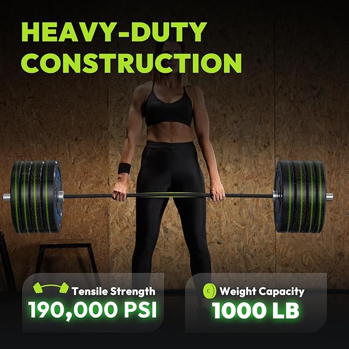 Olympic Barbell 4 ft/5 ft/6 ft/6.5ft/7 ft, 2 Inch Straight Womens Bars, Weight Bar for Strength Training, Weightlifting, Squat, Hip Thrust, Bench Press, Deadlift, 500 lb - 1000 lb Capacity
