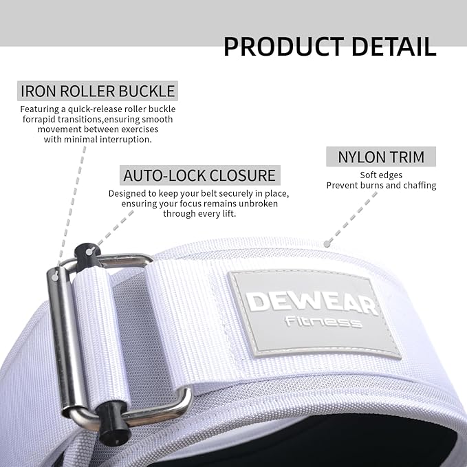 Durable Weight Lifting Belt, 4'' Wide Gym Belt for Bodybuilding, Powerlifting, Squats, Deadlift - Provides Lumbar Support & Stability for Men & Women