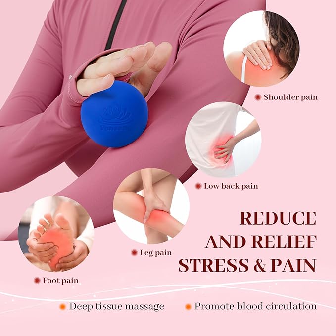 Physical Yoga Balls Massage Lacrosse Balls for Myofascial Release, Trigger Point Therapy, Muscle Soreness Deep Tissue Massage Physical Therapy Equipment(2 Pack,Red and Dark Blue)