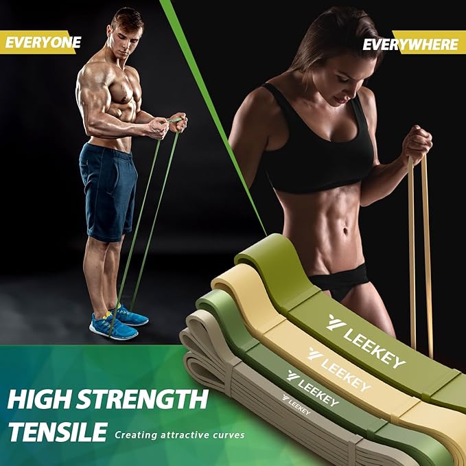 LEEKEY Resistance Bands, Exercise Bands with Bag, 5-85LB Home Strength Bands for Working Out, Travel, Gym Room, Physical Therapy - USA Original Patent