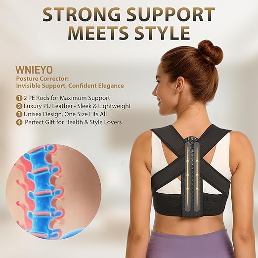 WNIEYO Posture Corrector for Women and Men Back Brace for Women Back Straightener for Effective Lower Back Pain Relief, Scoliosis, and Better Posture Support(L)
