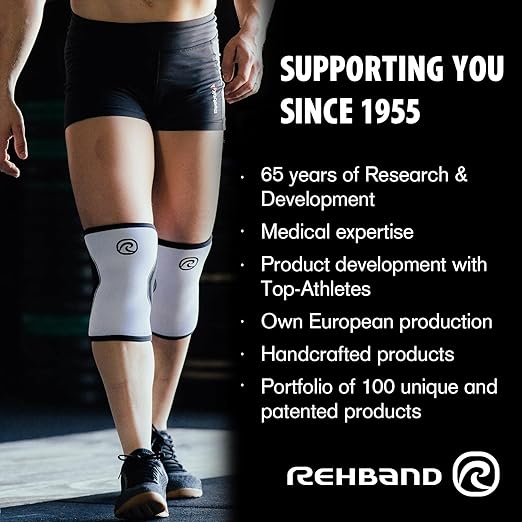 Rehband Knee Pads for Volleyball, Handball & Indoor Sports, Neoprene Knee Sleeve Protector, Comfortable & Snug Fit, Shock-absorbing Sports Knee Pads Unisex, Colour:Steel Grey - 1 Pair, Size:X-Large