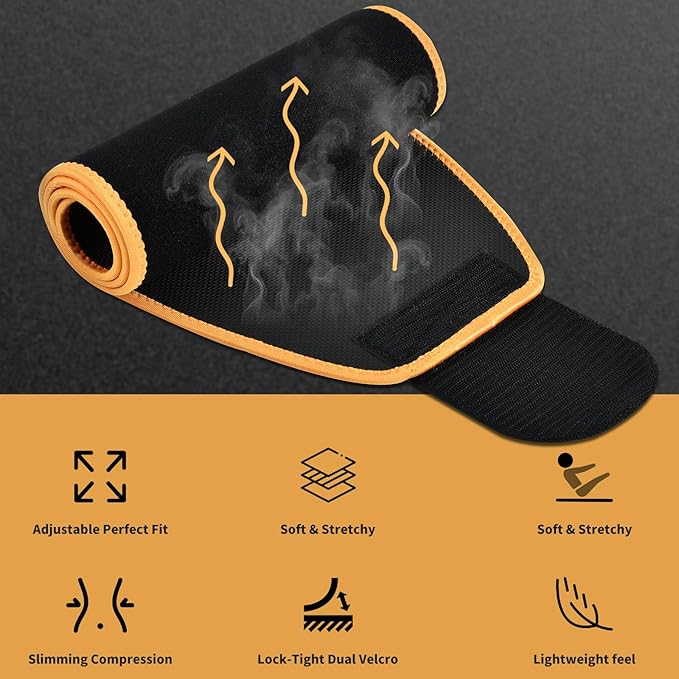 kissleaf Sweat Waist Trainer for Women and Men, ComfUSXY-YD21-Mortable Waist Cincher Sweat Belt