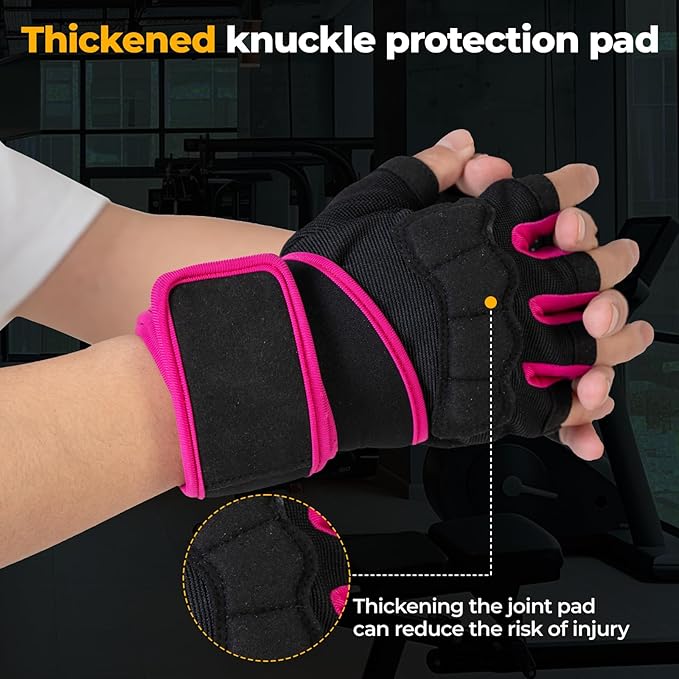Workout Gloves for Men - Gym Weight Lifting Padded Gloves with Wrist Wrap Support, Full Palm Protection & Silicone Grip Gym Gloves, Exercise, Cross Training, Fitness, Pull-up