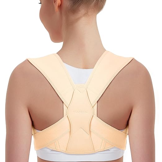 Vicorrect Posture Corrector for Women and Men, Adjustable Upper Back Brace for Clavicle Support and Providing Pain Relief from Neck, Shoulder, and Upper Back (Beige, Large/XLarge)