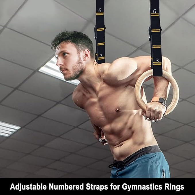 Adjustable Numbered Straps for Gymnastic Rings & Pull Up Handles, 8.2FT Long Each, 1000LBS Weight Capacity, Home Gym DIY Pull Down System Accessories(Only Straps No Rings)