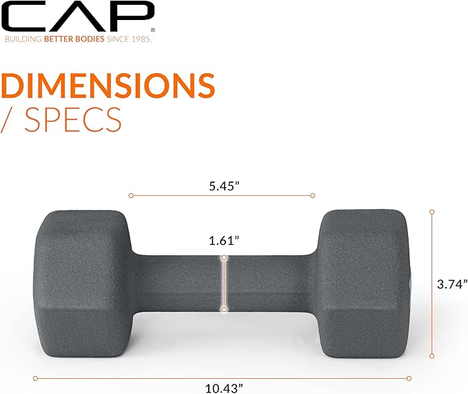 CAP Barbell Neoprene Dumbbell Weights, 15 lb Pair, Ash