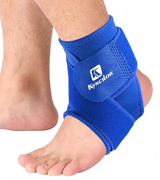 SUJAYU Ankle Brace & Elastic Supports for Men & Women, Ankle Support Ankle Compression Sleeve, Plantar Fasciitis Relief Achilles Tendonitis Brace Achilles Tendonitis Wrap, Pack of 1 (Blue, Large)