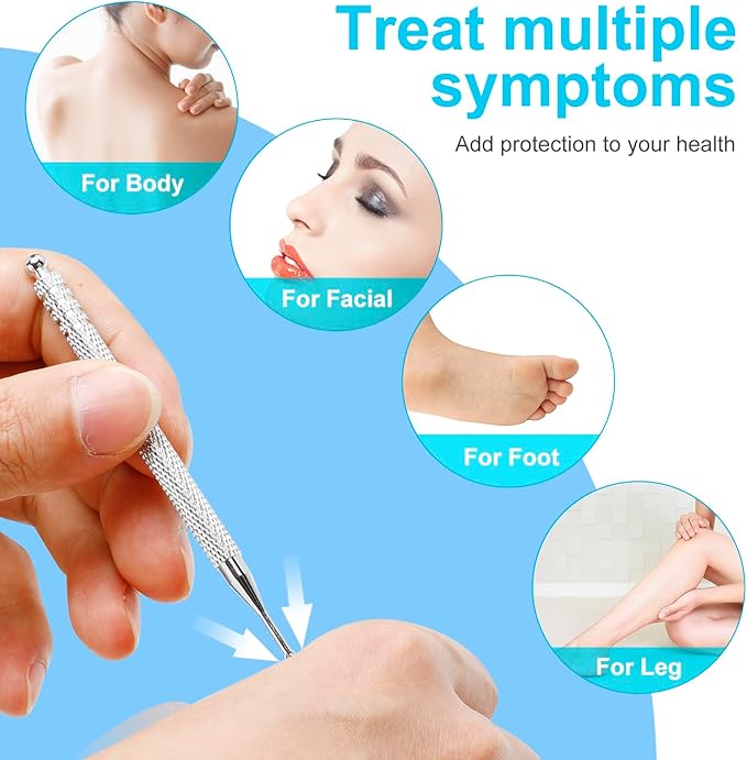 Audoloku 4PCS Massage Tools Acupuncture Pen Self Massage Gua Sha Pointing Pen with Silver Stainless Steel Ear Point Acupuncture Pen with Gold Double Headed Ear Massage Pen