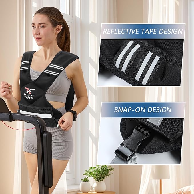 FUFF Weighted Vest Woman, 4-10/11-20/20-32 Lb Adjustable Weight Vest for Women Men, Female Strength Training Body Vest for Walking Exercise Running Workout
