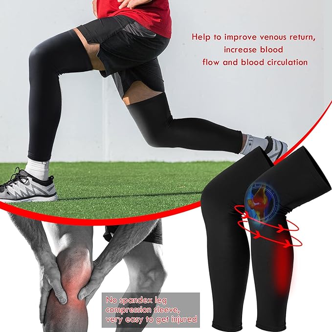 Skylety Leg Sleeves Compression Long Knee Sleeve UV Protect for Men Women Sport Basketball Football