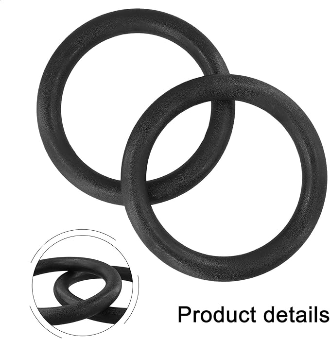 Adjustable 28mm ABS Gymnastic Rings for Strength Training, Bodyweight Workout, and for Home Gym, Portable Fitness Equipment with Enhanced Grip, Black