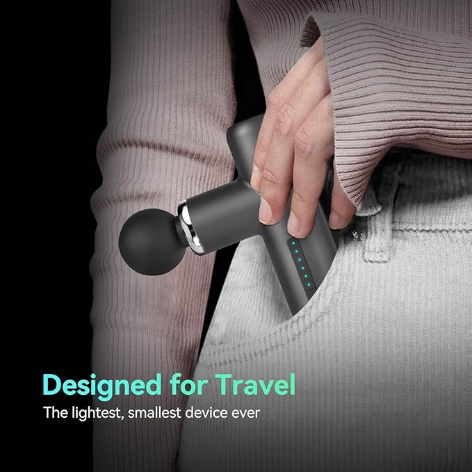 Mini Massage Gun Pocket-Sized Massage Gun Deep Tissue Quiet, Portable Percussion Muscle Travel Massager Gun, Back/Neck Massager for Pain Relief Deep Tissue (Gray)