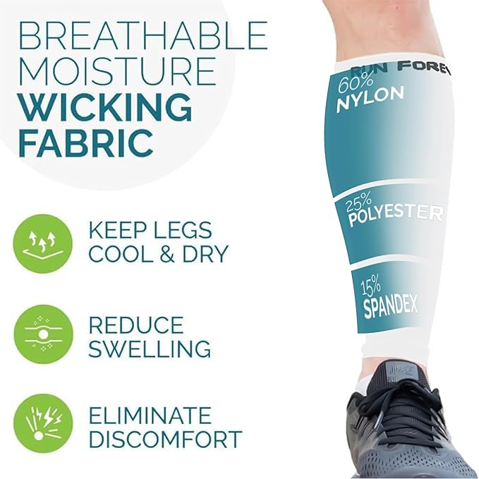 Run Forever Calf Compression Sleeves for Men and Women - Leg Compression Sleeve - Footless Compression Socks for runners