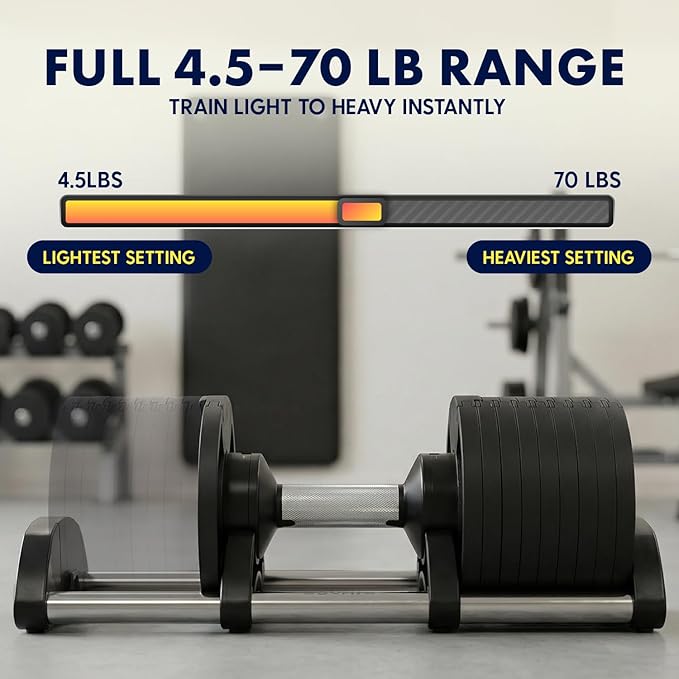 Squatz Adjustable Dumbbell Set 70-140LB Adjustable Dumbbells For Home Gym, Anti-Slip Handle With Heavy‑Duty Plates, Exercise Fitness Dumbbells For Home Gym Strength & Weight Training