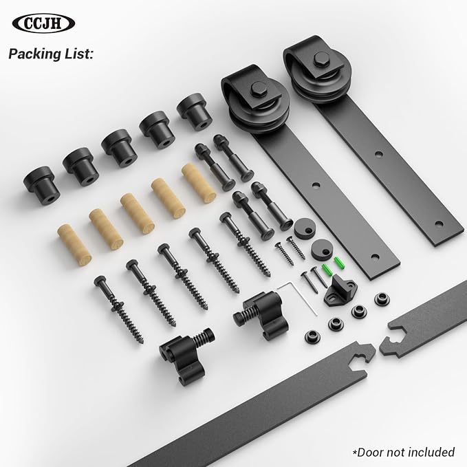 CCJH 8FT Sliding Barn Door Hardware Kit Heavy Duty for Max Fit 49'' Wide Single Wooden Door