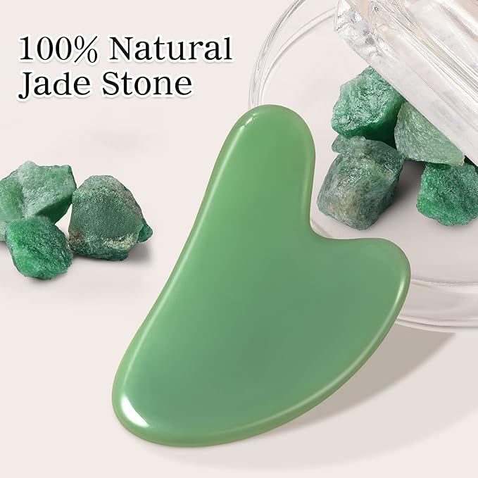 rosenice Gua Sha Facial Tools Guasha Tool Gua Sha Jade Stone Manual Massage Sticks for Jawline Sculpting and Puffiness Reducing for Face Body Tensions Reduce Festive Gifts