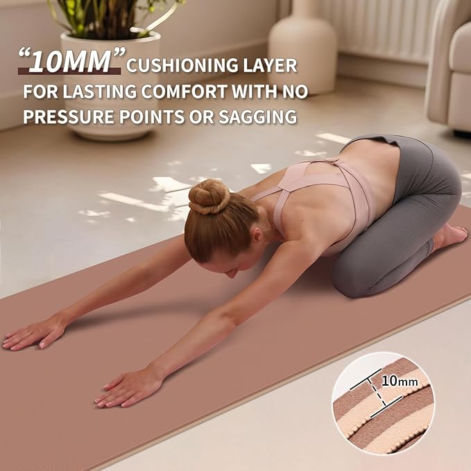 PAIDU Yoga Mat Non Slip Anti-tear,extra thick-2/5 inch（10MM）High Resiliency Professional POE Yoga Mats for Women Men Kids,72"x24"inch,Workout, Yoga, Pilates and Floor Exercise, with Carrier Strap