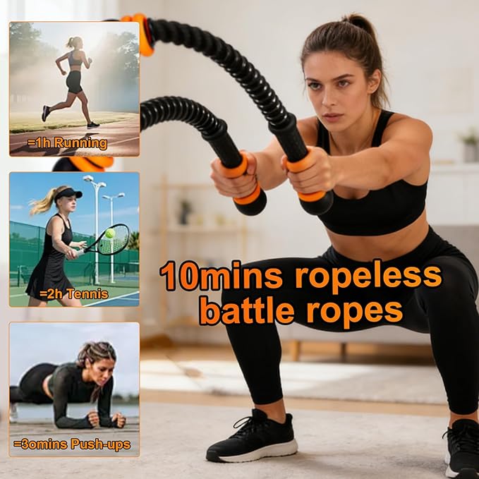 Ropeless Battle Ropes Adjustable Weight, Portable Cordless Battle Ropes for Home Gym, High Calorie Burn for Men & Women, Fitness Equipment for HIIT & Low-Impact Aerobic Training