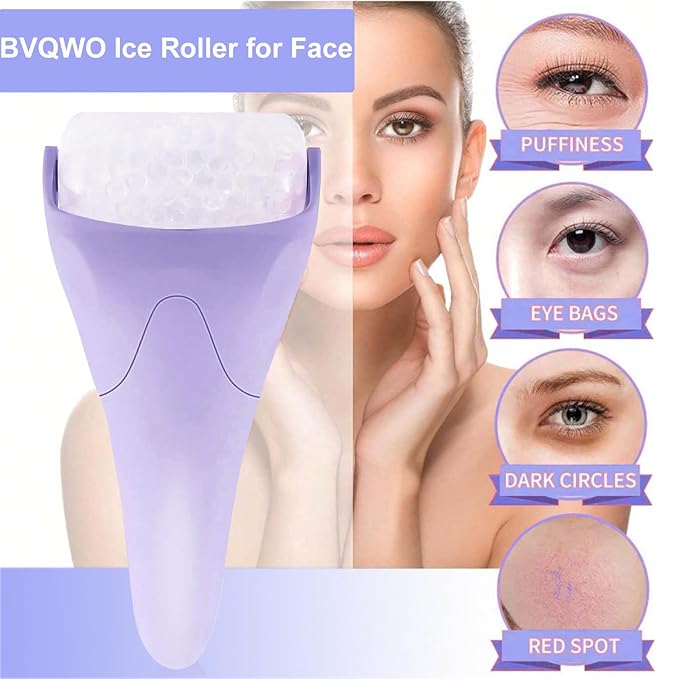 Ice Roller for Face, Face Roller-Cold Massage Stick for Cooling and Calming Puffiness Wrinkles Fine Lines - Skin Care Tools- Self Care Gifts for Women Men (Light Purple)