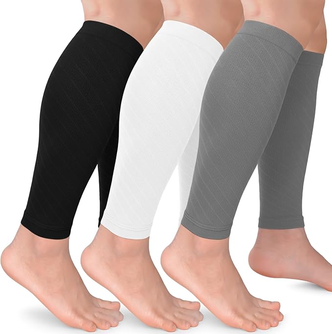 CTHH 3 Pairs Calf Compression Sleeves for Men & Women – Footless Compression Socks Leg Sleeve Support for Shin Splints
