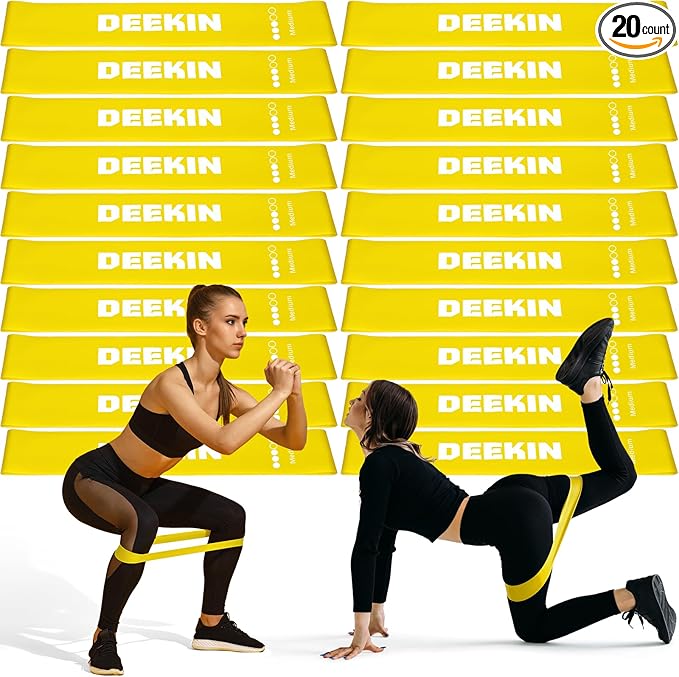 Deekin 20 Pcs Resistance Bands Resistance Loop Exercise Bands Exercise Equipment Elastic Drap Ring for Women and Men Home Fitness, Gym, Yoga