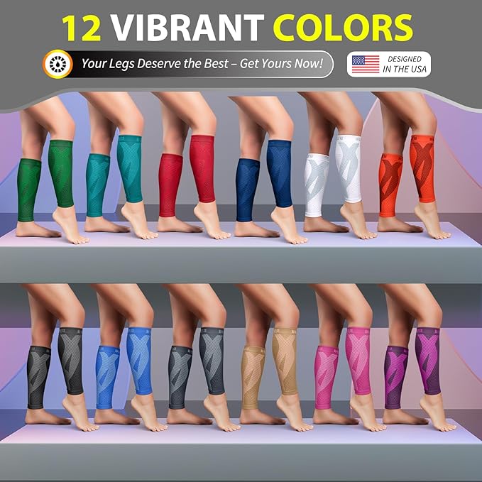 BLITZU Calf Compression Sleeve for Men & Women Footless Compression Socks Support Runners Leg Sleeve Shin Splints Pain Relief
